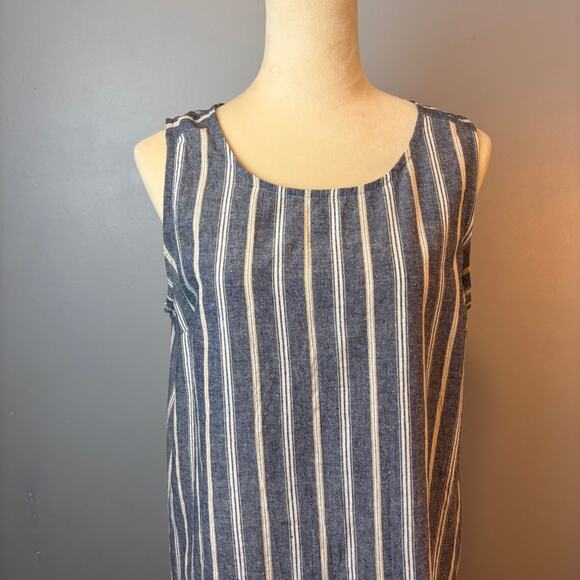 Mystree Sleeveless Striped Dress Exposed Zipper Womens Size M Chambray Blue - Picture 4 of 7